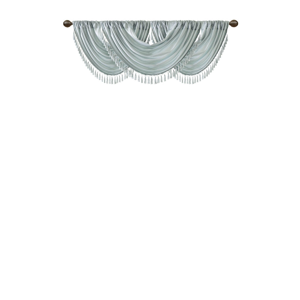 Madison Park Faux Silk Waterfall Embellished Valance