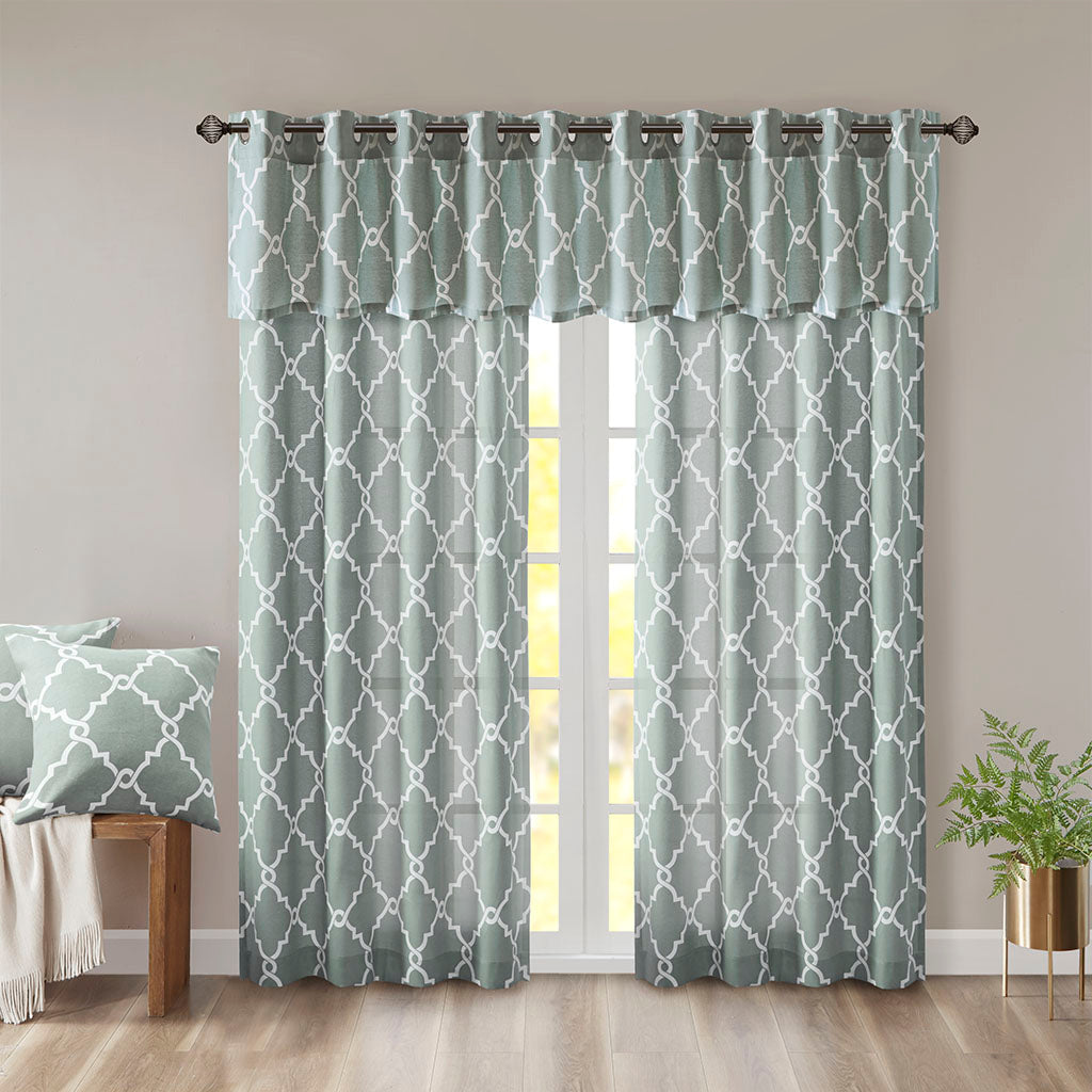 Madison Park Fretwork Print Grommet Top Window Curtain Panel