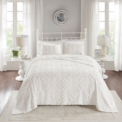 Madison Park 3 Piece Tufted Cotton Chenille Bedspread Set