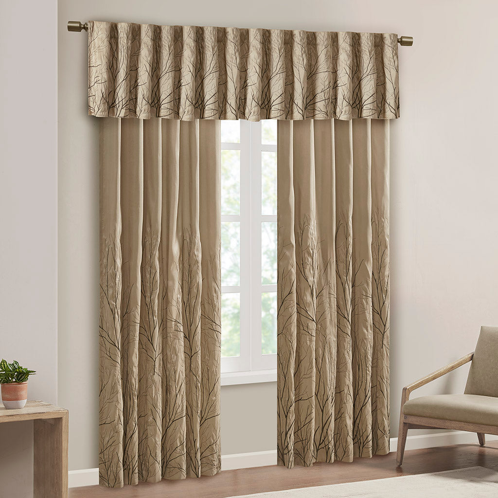 Madison Park Faux Silk Embroidered Window Valance