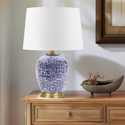 Hampton Hill Blue Ceramic Ginger Jar Table Lamp