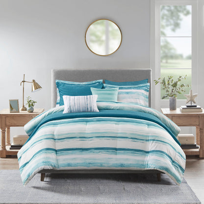 Madison Park 8 Piece Printed Seersucker Comforter and Quilt Set Collection