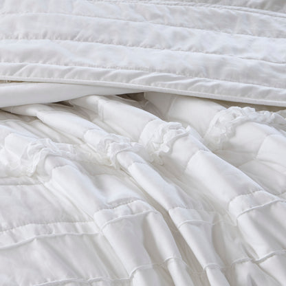 Madison Park 4 Piece Microfiber Reversible Ruffle Quilt Set with Throw Pillow