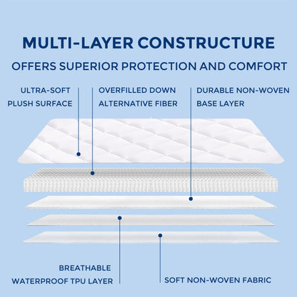 Madison Park Overfilled Plush Hypoallergenic Down Alternative Waterproof Mattress Pad