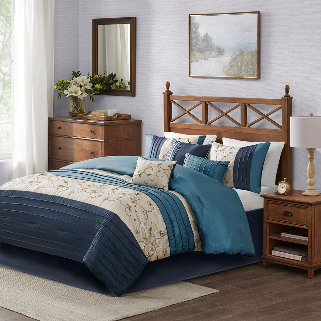 Madison Park Embroidered 7 Piece Comforter Set