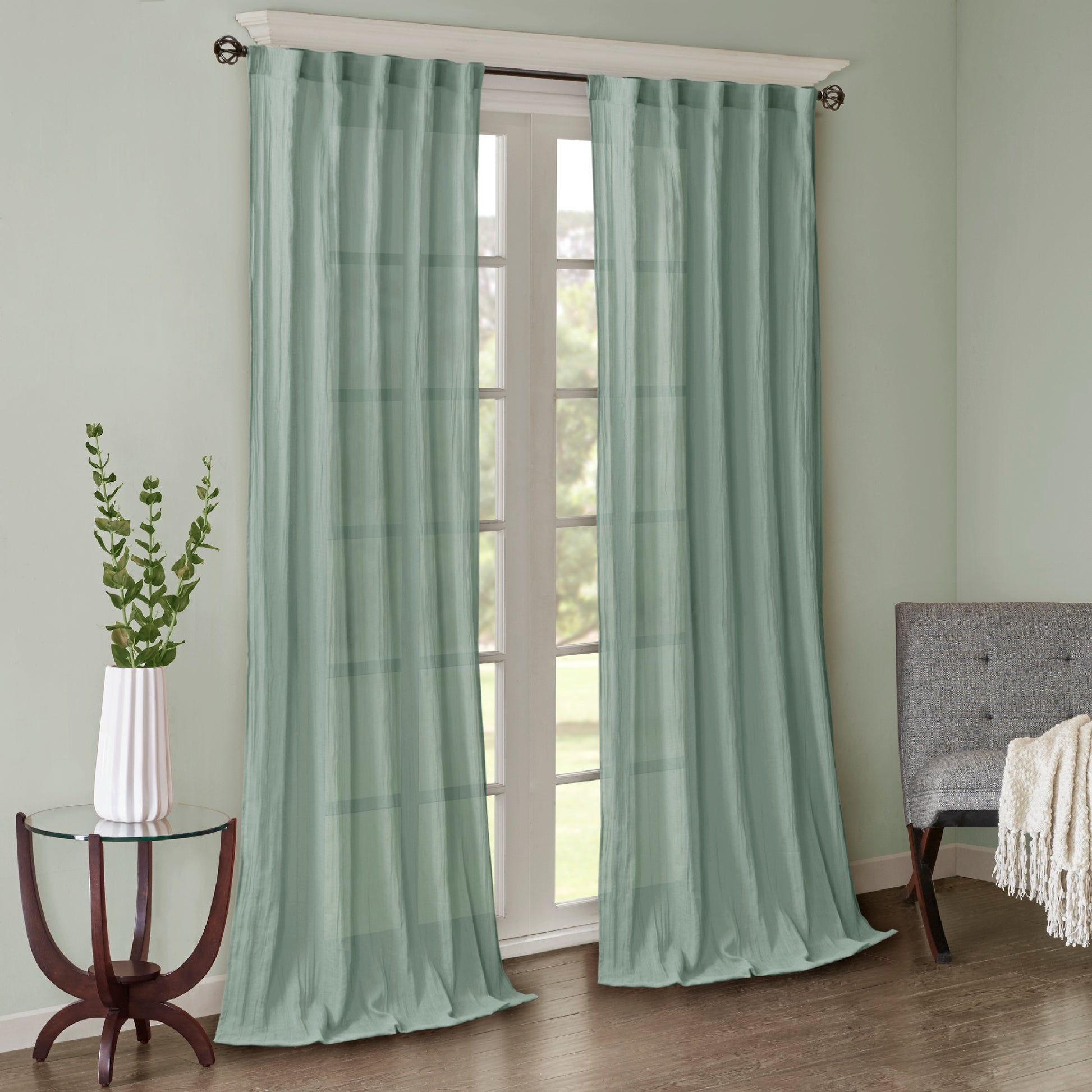 Madison Park Solid Crushed Curtain Panel Pair