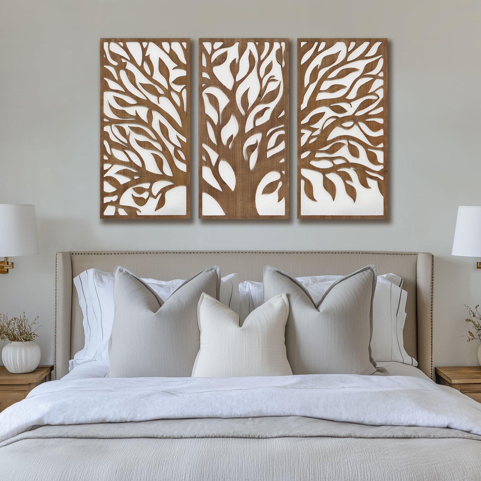 Madison Park Birch Botanical Two-tone 3-piece Wood Panel Wall Decor Set