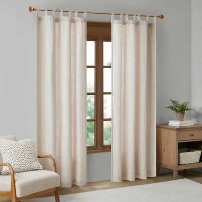 Madison Park Faux Linen Tab Top Fleece Lined Curtain Panel