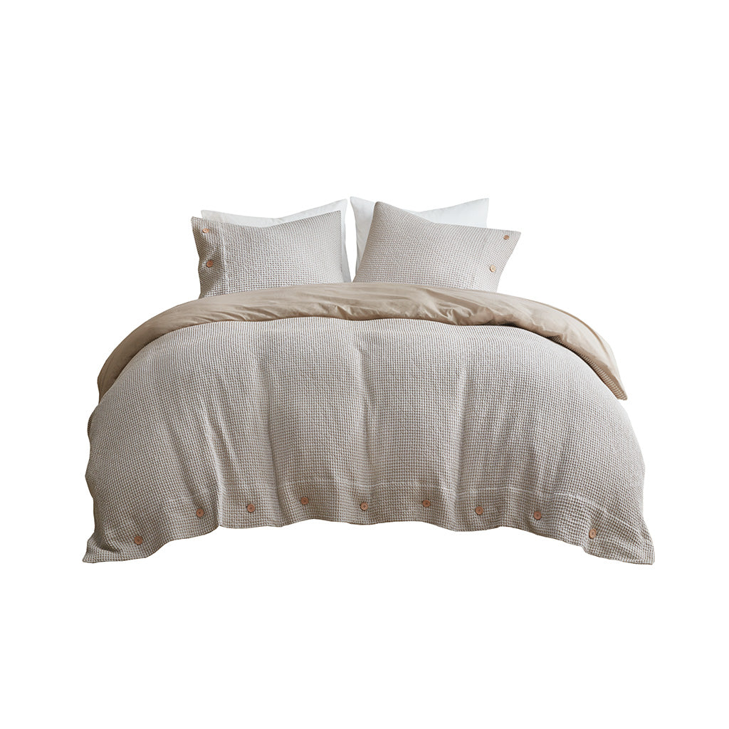 Mara 3 Piece Cotton and Rayon from Bamboo Blend Waffle Weave Duvet Cover Set