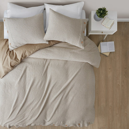 Mara 3 Piece Cotton and Rayon from Bamboo Blend Waffle Weave Duvet Cover Set
