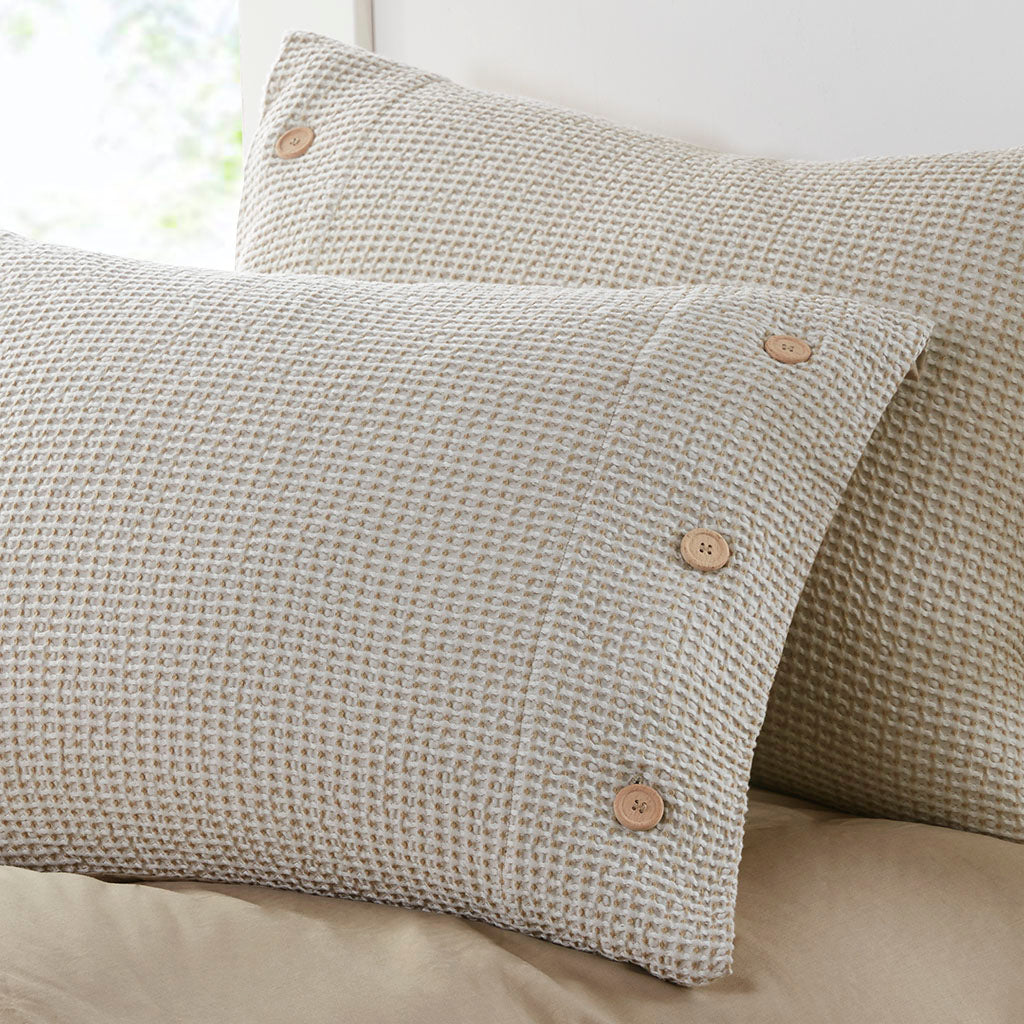 Mara 3 Piece Cotton and Rayon from Bamboo Blend Waffle Weave Duvet Cover Set