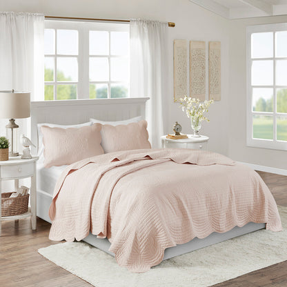 Madison Park 3 Piece Reversible Scalloped Edge Quilt Set