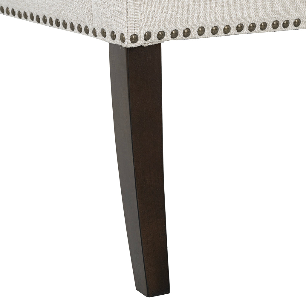 Madison Park 49.5" Upholstered Bench with Back & Wood Legs