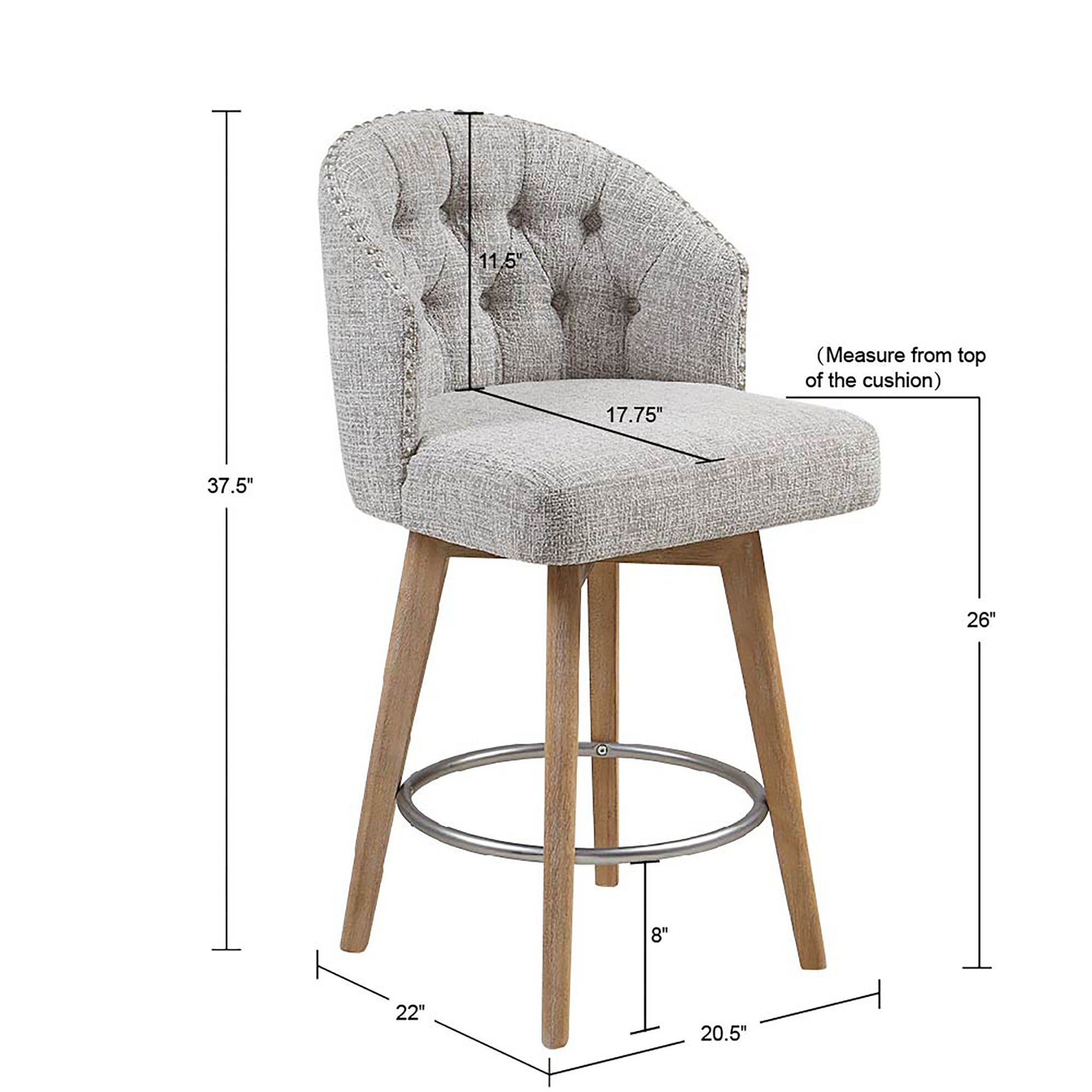 Madison Park Upholstered 360 Degree Swivel Counter Stool 26" H