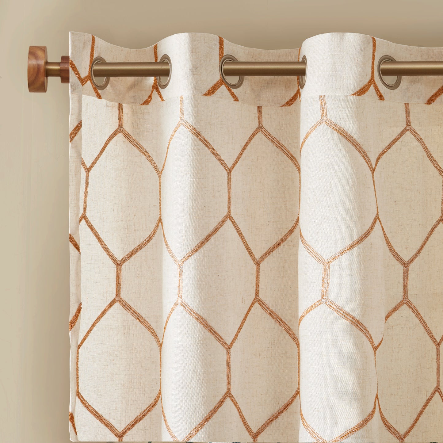 Madison Park Metallic Geo Embroidered Curtain Panel