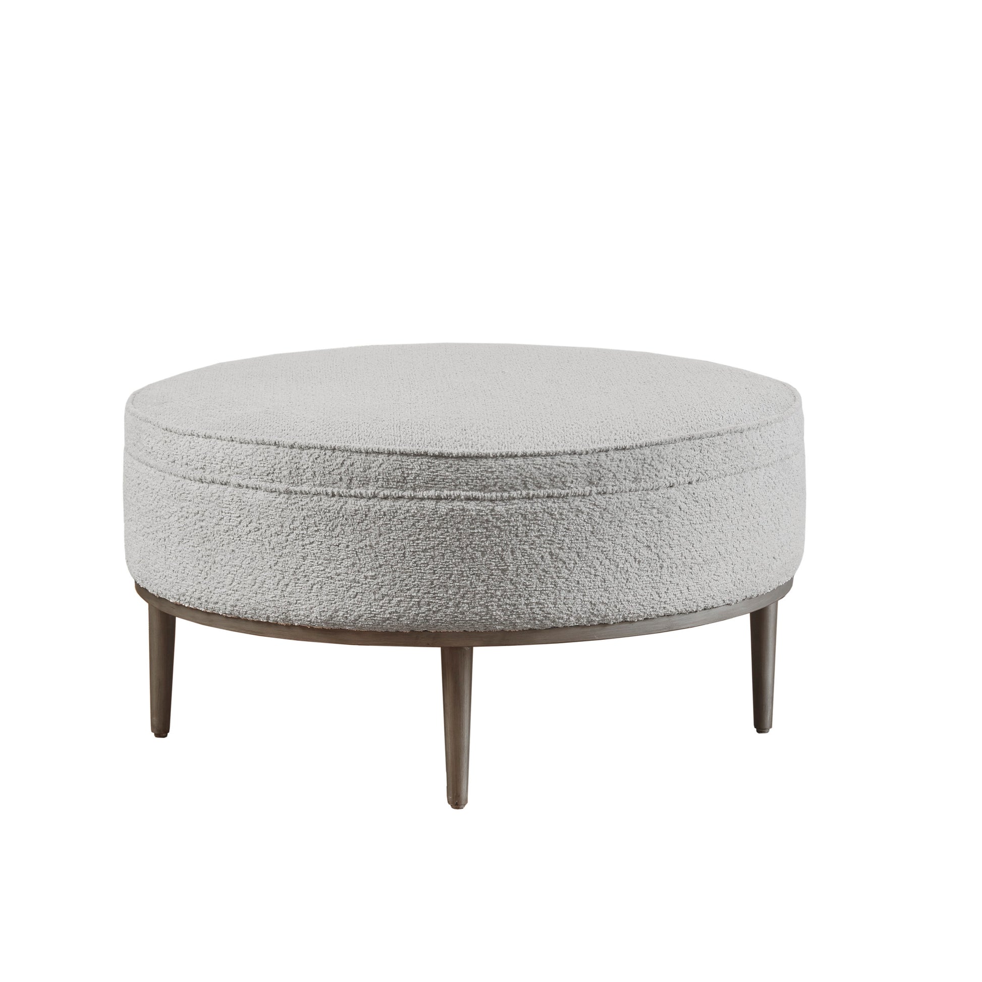 Madison Park Upholstered Round Cocktail Ottoman with Metal Base 34" Dia