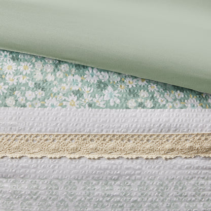 Madison Park 5 Piece Seersucker Comforter Set with Throw Pillows
