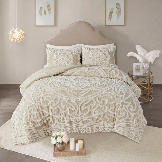 Madison Park Tufted Cotton Chenille Medallion Comforter Set