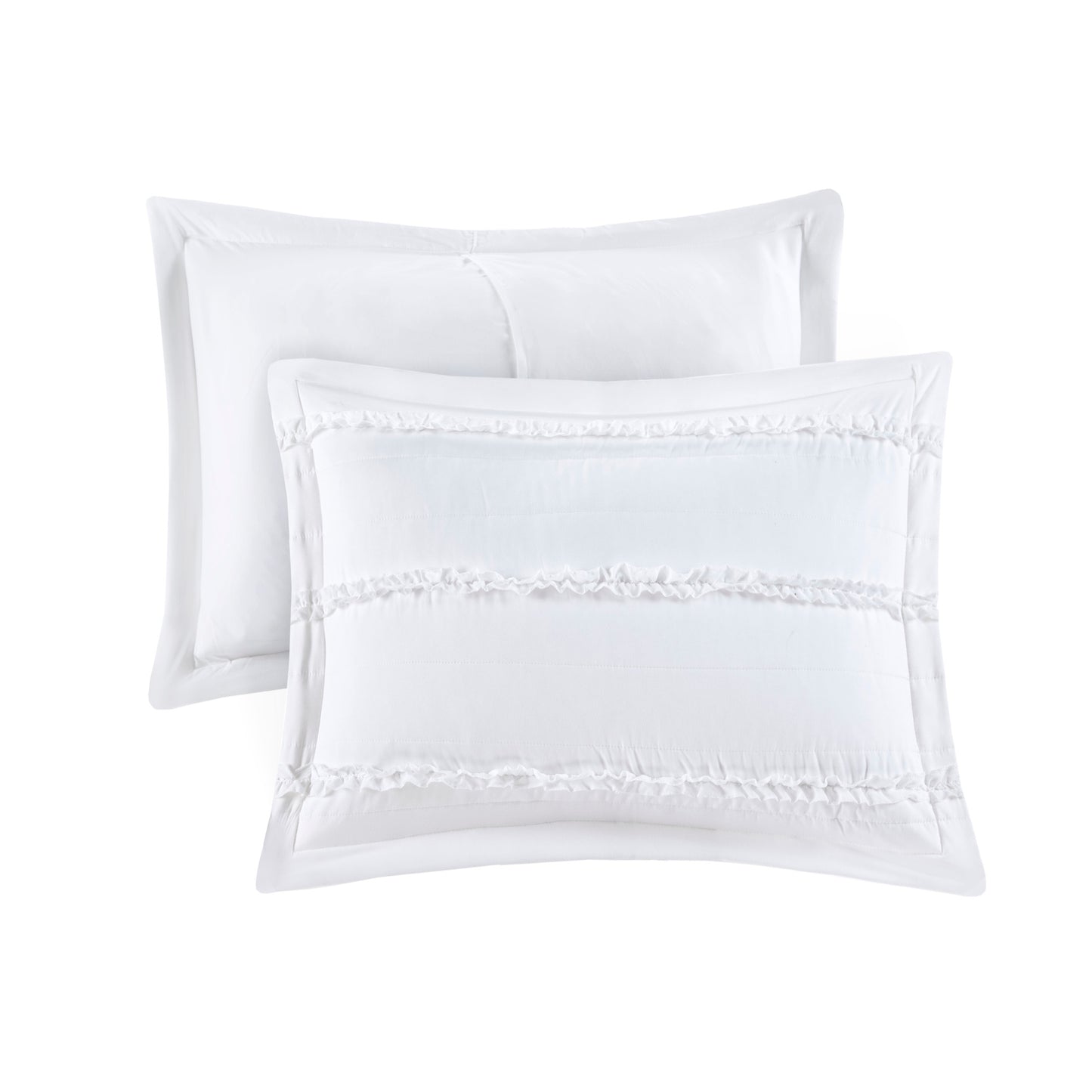 Madison Park 4 Piece Microfiber Reversible Ruffle Quilt Set with Throw Pillow