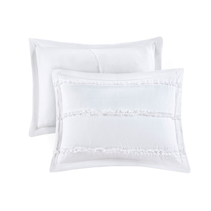 Madison Park 4 Piece Microfiber Reversible Ruffle Quilt Set with Throw Pillow