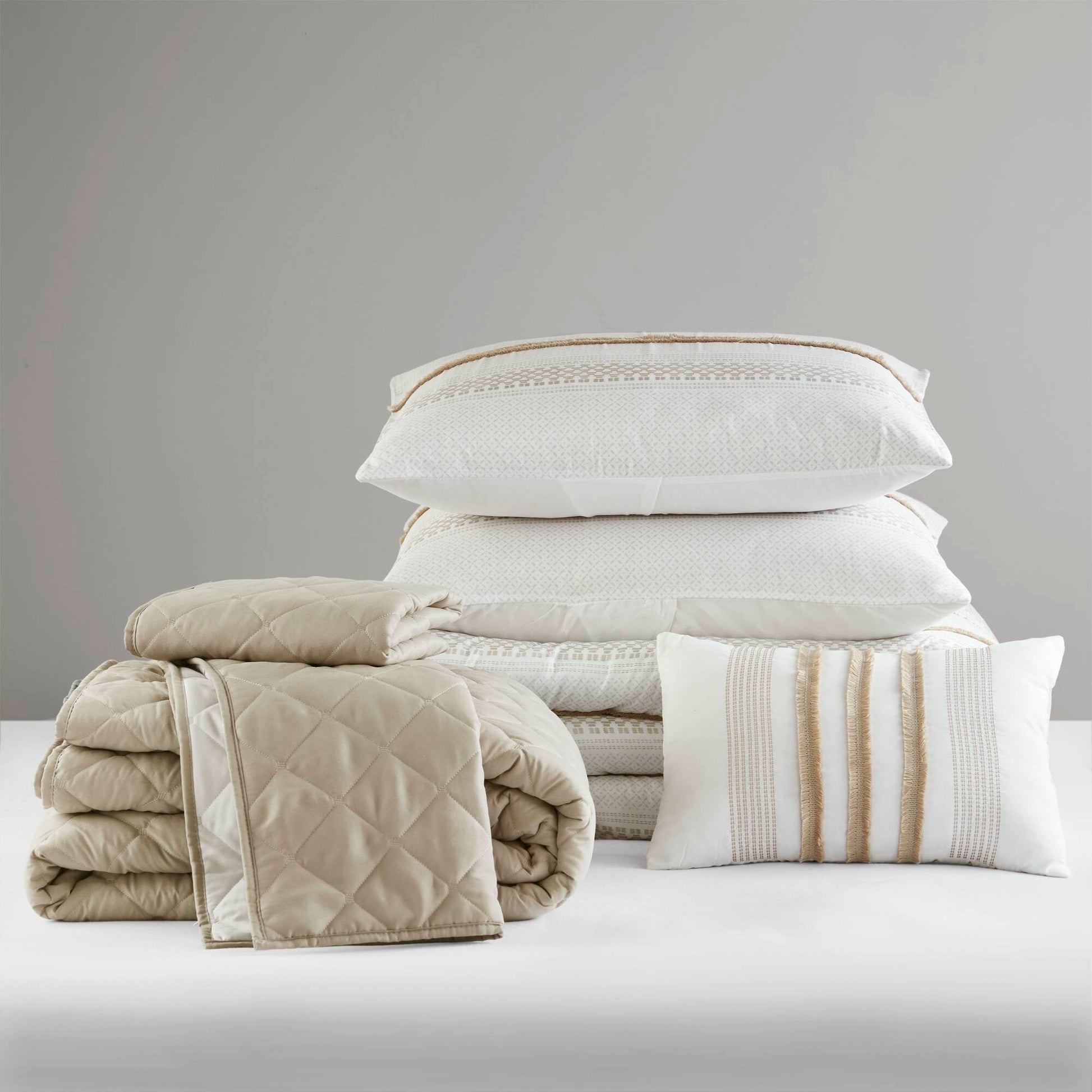 Madison Park 7 Piece Stripe Comforter and Quilt Set