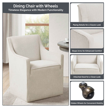 Madison Park Skirted Dining Arm Chair with Casters