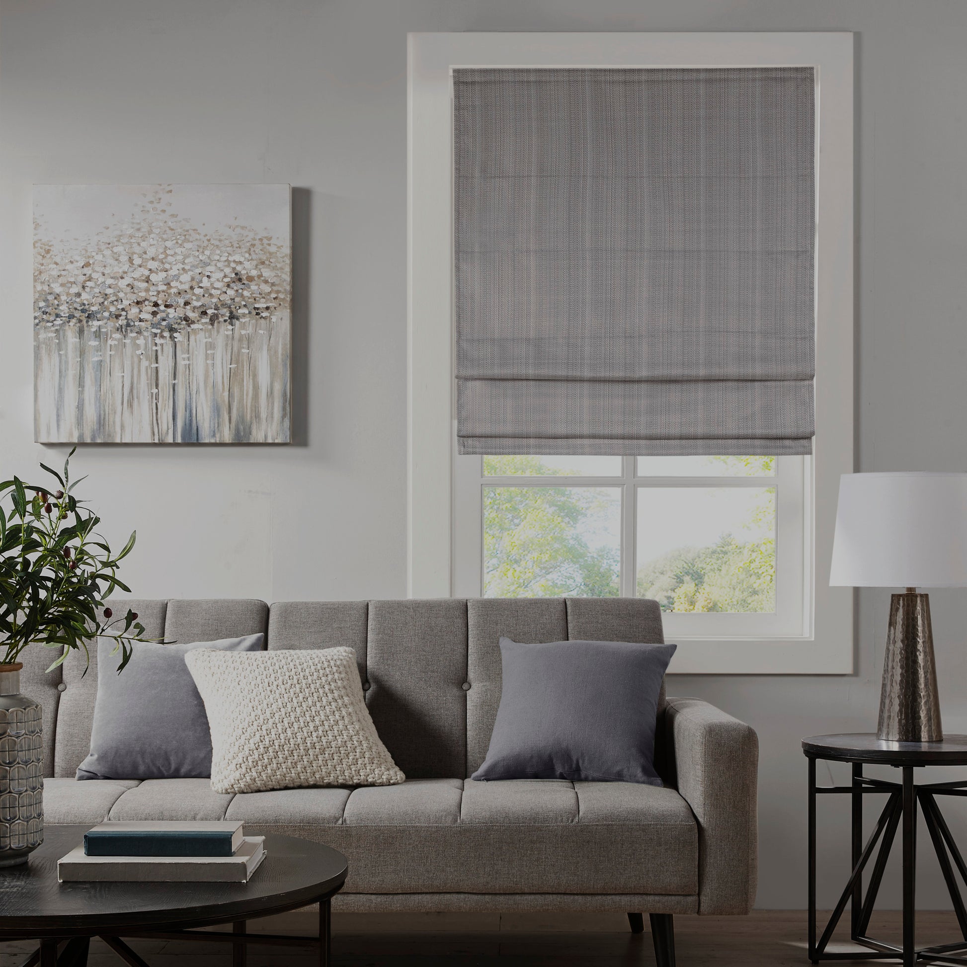 Madison Park Basketweave Total Blackout Roman Shade