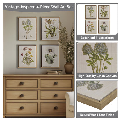 Madison Park 4-piece Botanical Illustration Framed Canvas Wall Art Set