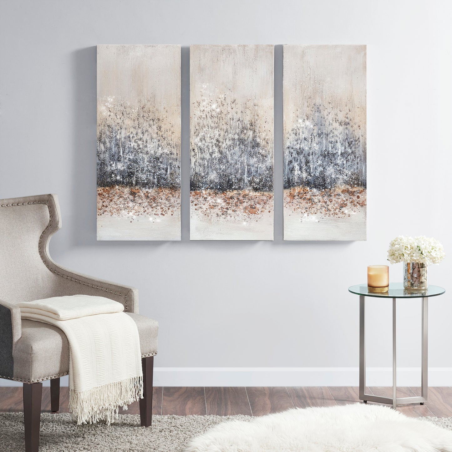 Madison Park Hand Embellished 3-Piece Canvas Wall Art Set