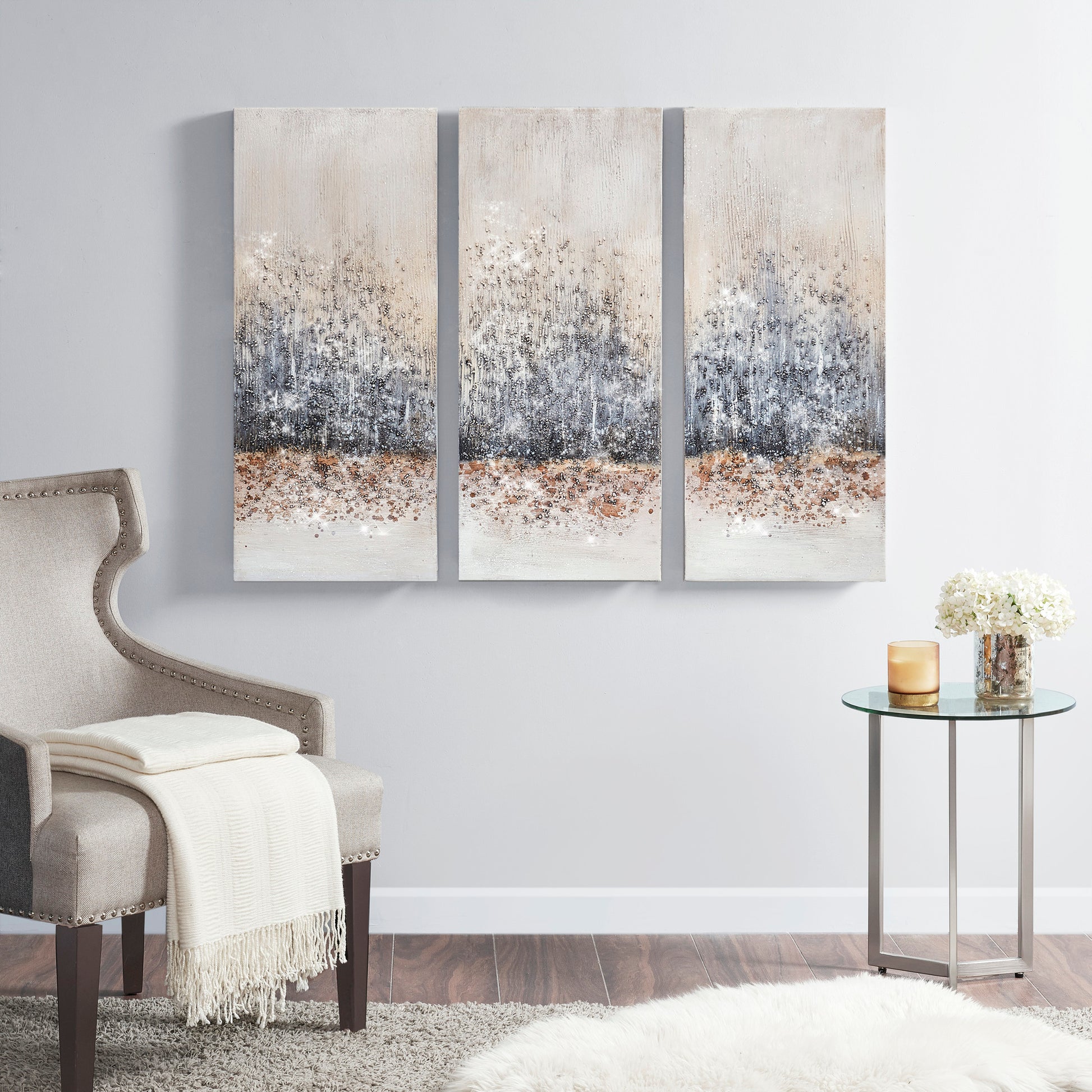 Madison Park Hand Embellished 3-Piece Canvas Wall Art Set