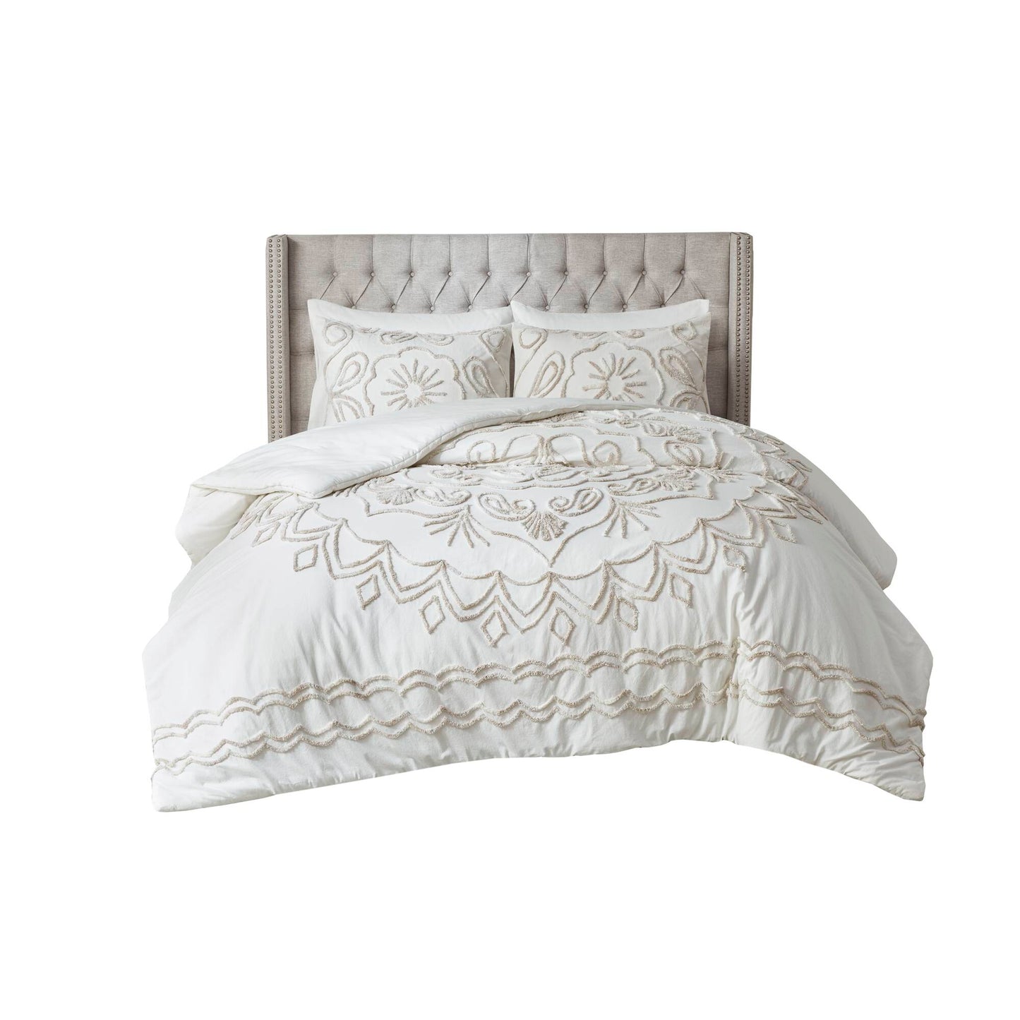 Madison Park 3 Piece Tufted Cotton Chenille  Coverlet Set