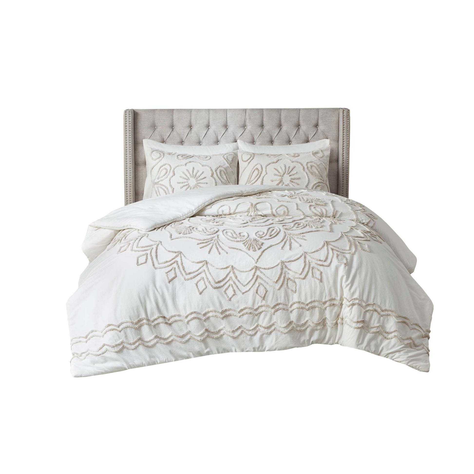 Madison Park 3 Piece Tufted Cotton Chenille  Coverlet Set
