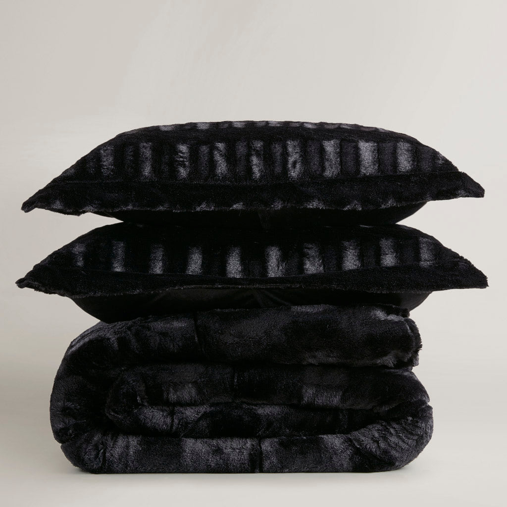 Madison Park Solid Faux Fur Comforter Mini Set