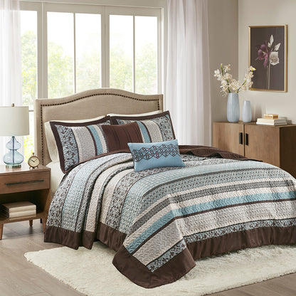 Madison Park 5 Piece Reversible Jacquard Bedspread Set