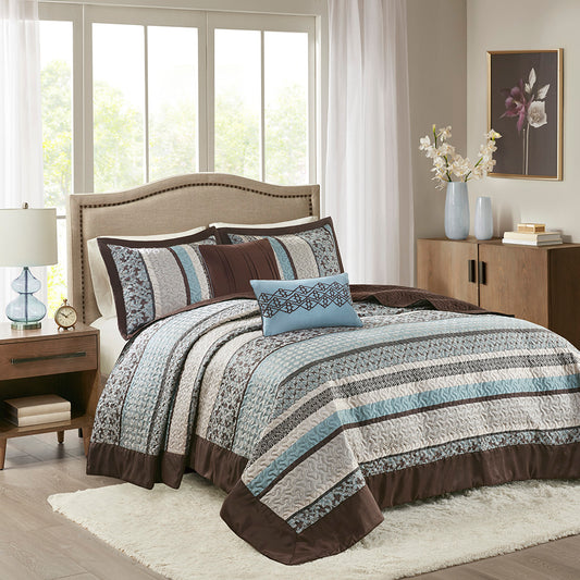 Madison Park 5 Piece Reversible Jacquard Bedspread Set