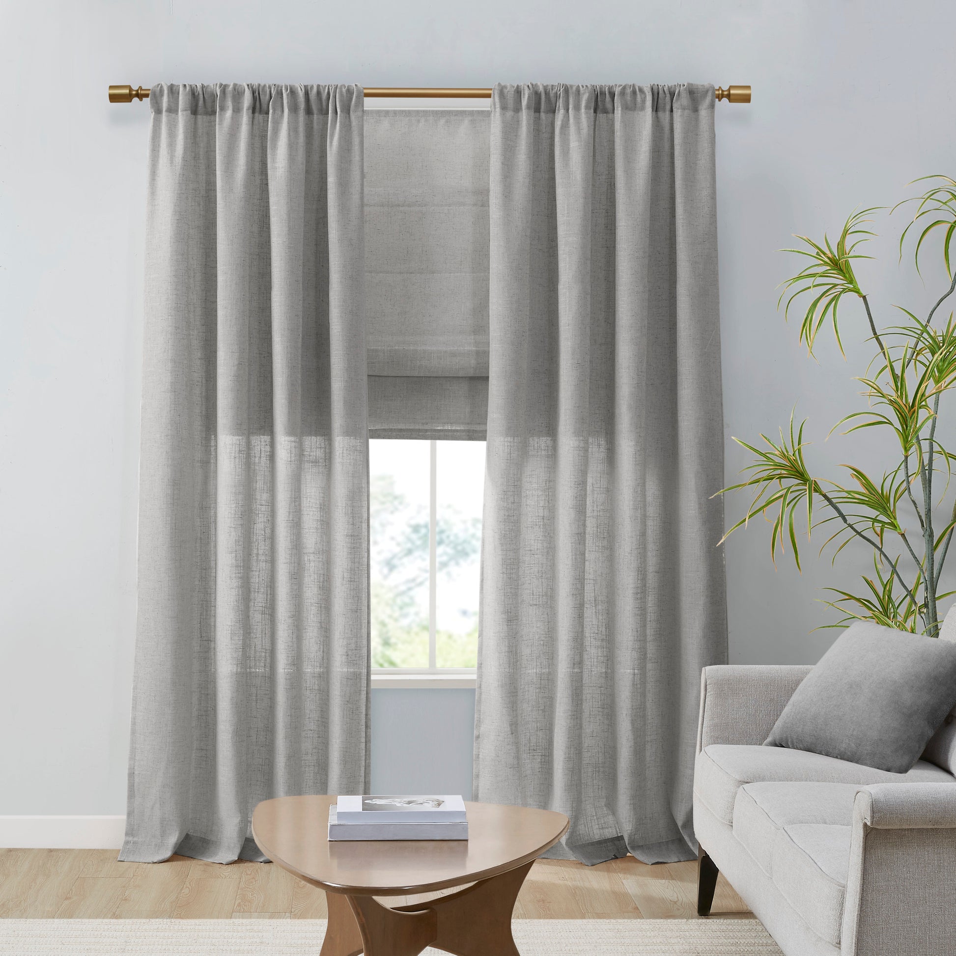 Madison Park Linen Blend Light Filtering Curtain Panel Pair