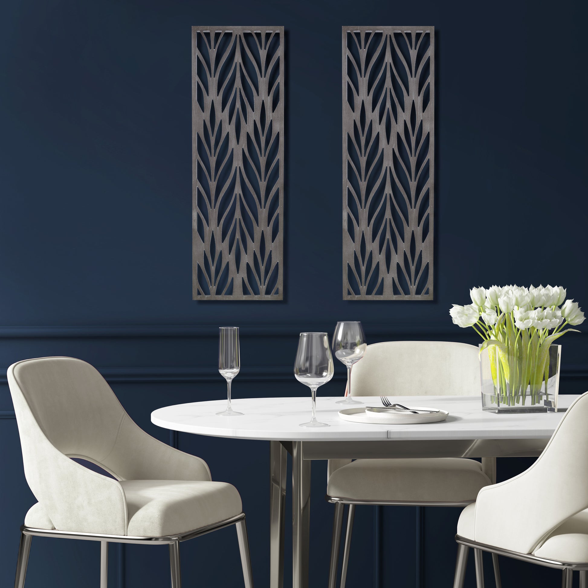 Madison Park Grey Laser Cut Wood 2-piece Panel Wall Decor Set