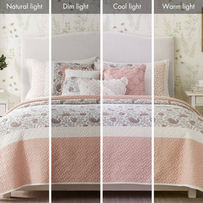 Madison Park 6 Piece Cotton Percale Quilt Set with Throw Pillows