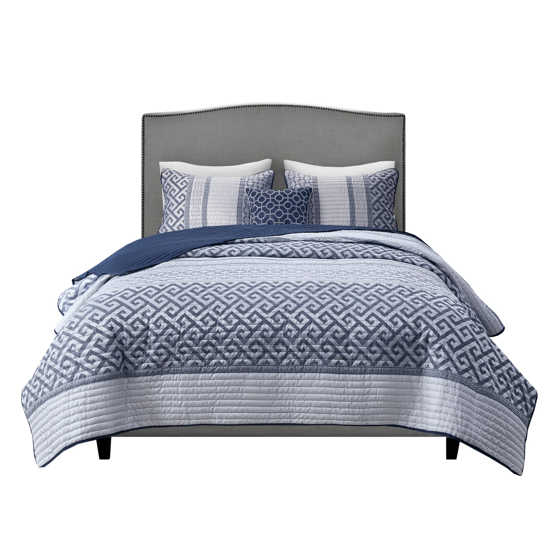 Madison Park 4 Piece Jacquard Quilt Set with Throw Pillow