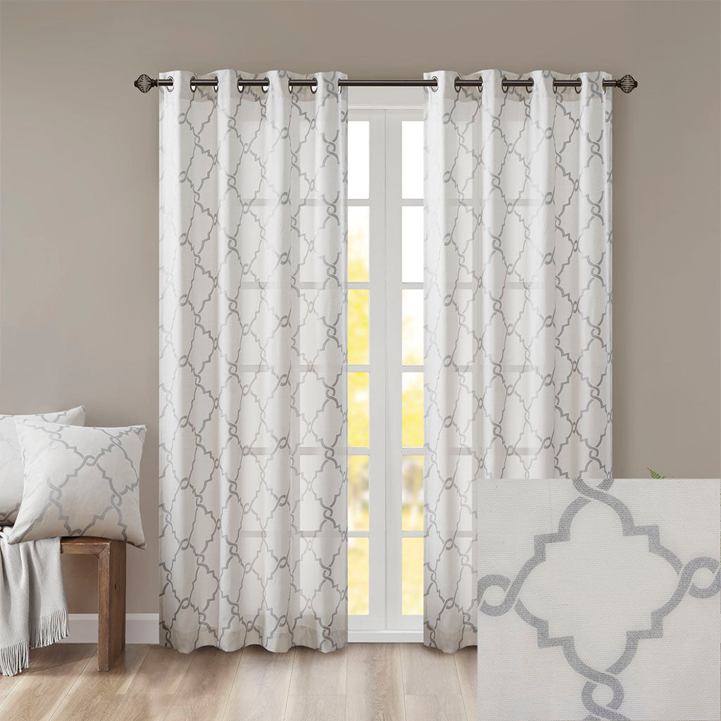 Madison Park Fretwork Print Grommet Top Window Curtain Panel