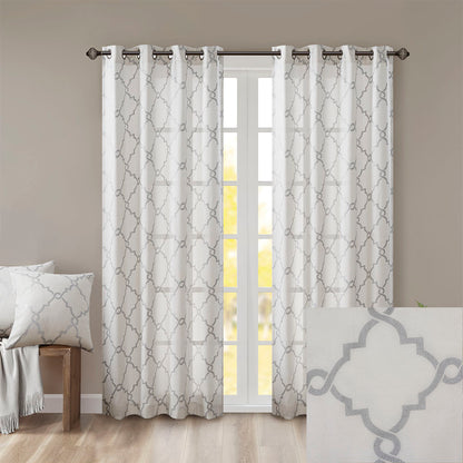 Madison Park Fretwork Print Grommet Top Window Curtain Panel