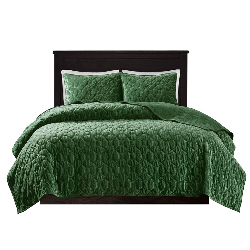 Madison Park 3 Piece Velvet Quilt Set