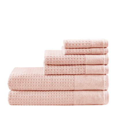 Madison Park Cotton Waffle Jacquard Antimicrobial Bath Towel 6 Piece Set