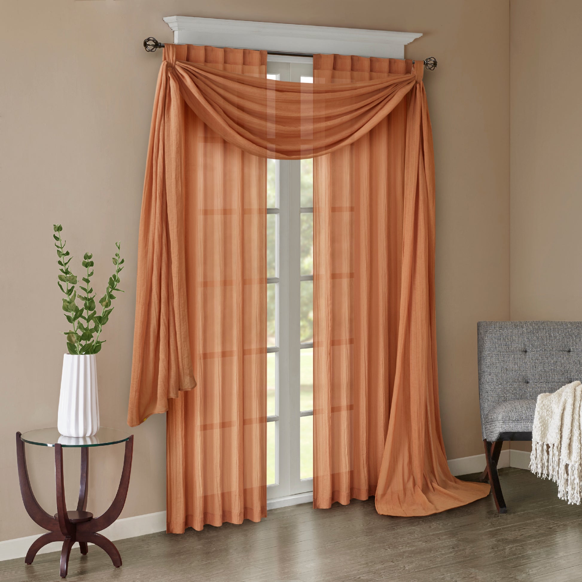 Madison Park Solid Crushed Curtain Panel Pair