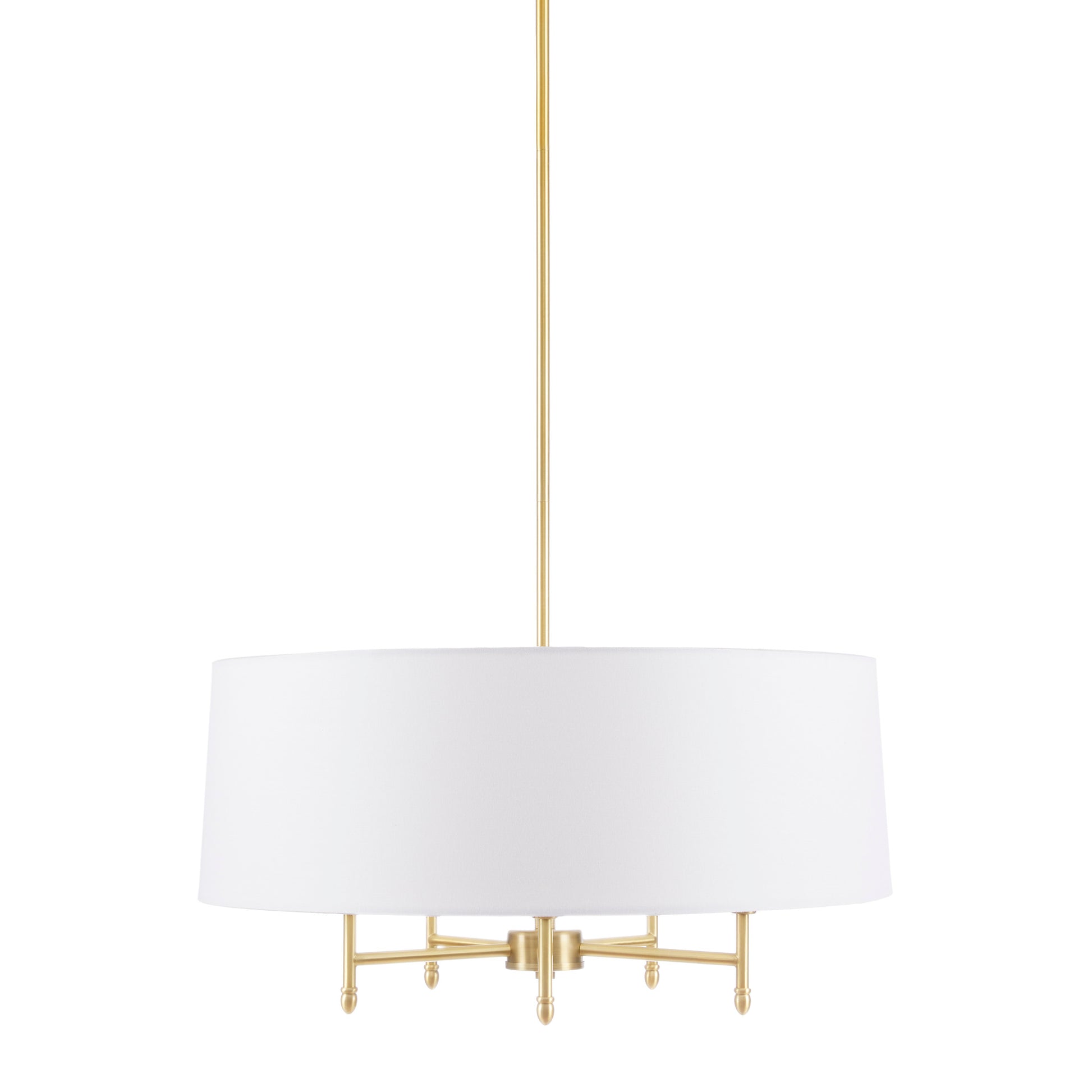 Hampton Hill Presidio 5-Light Dimmable Chandelier with Drum-shaped Fabric Shade & Adjustable Height