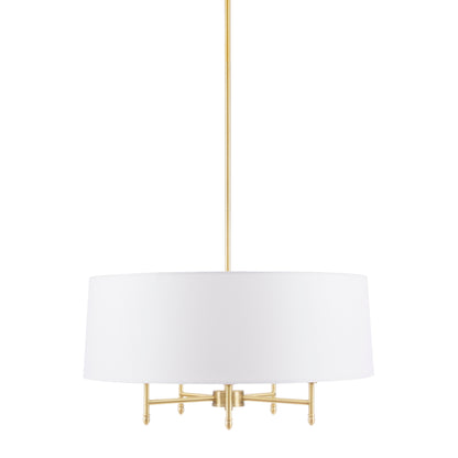 Hampton Hill Presidio 5-Light Dimmable Chandelier with Drum-shaped Fabric Shade & Adjustable Height