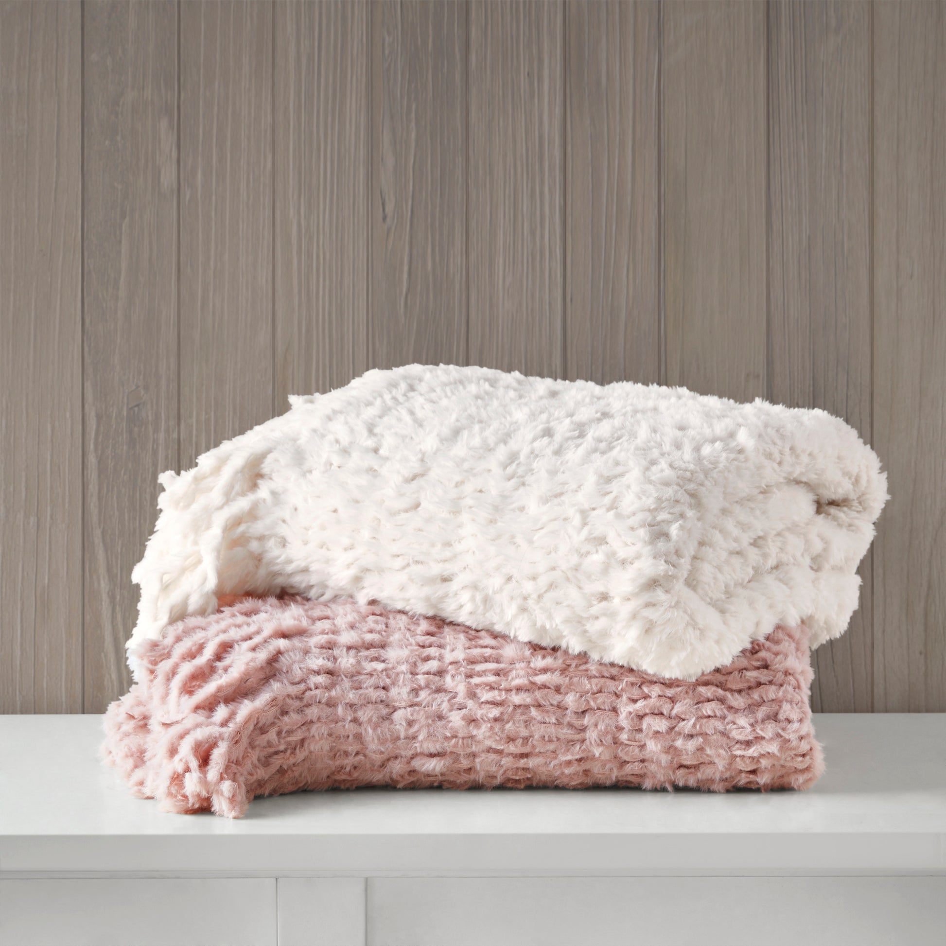 Madison Park Faux Fur Throw with Fringe