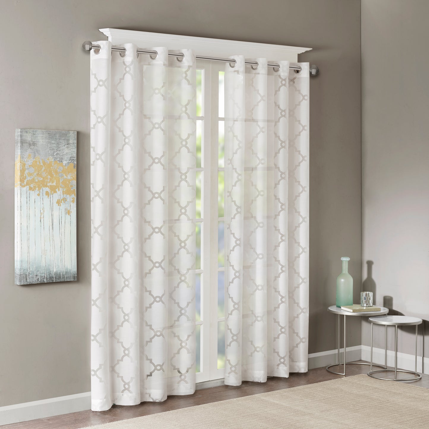 Madison Park Fretwork Burnout Sheer Curtain Panel