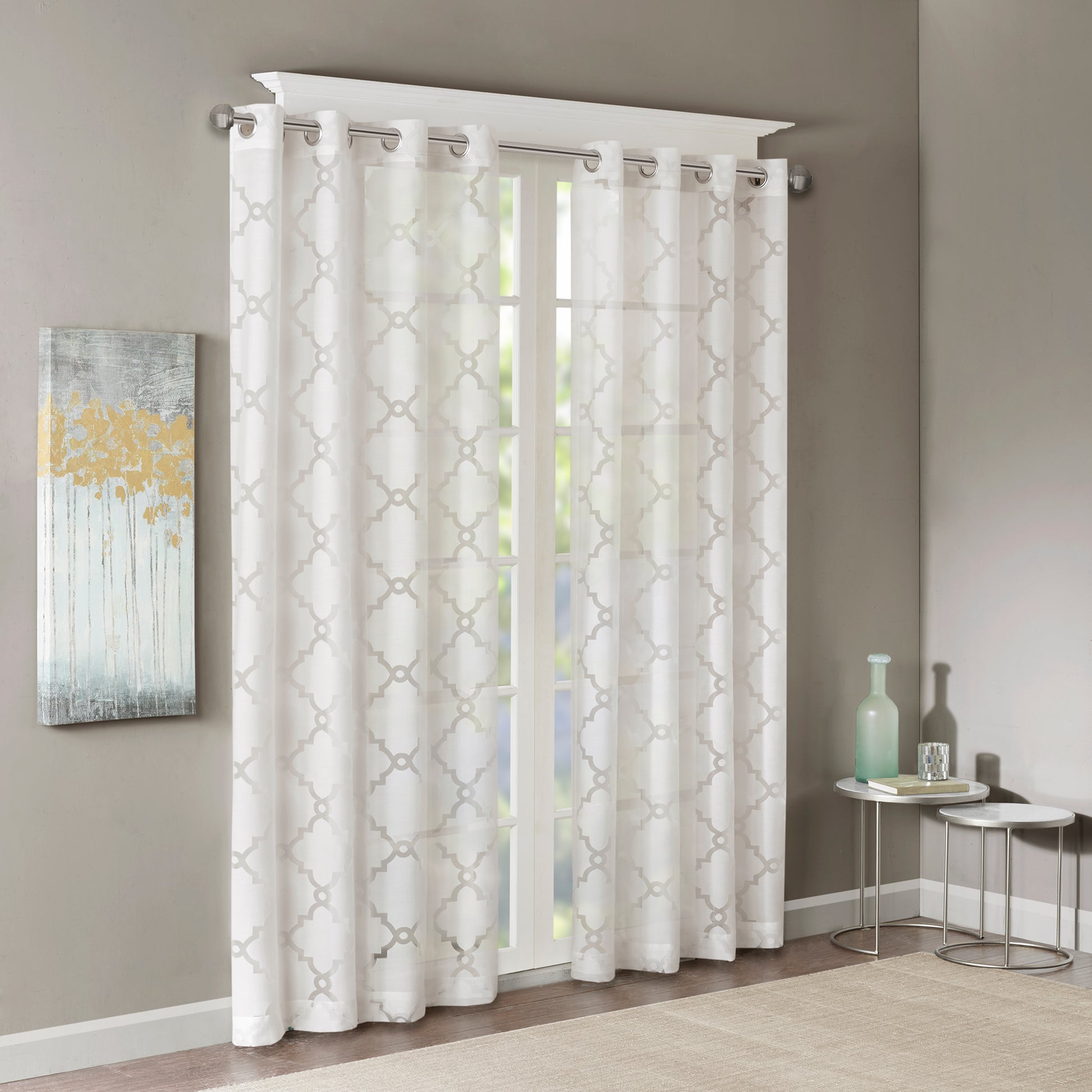 Madison Park Fretwork Burnout Sheer Curtain Panel