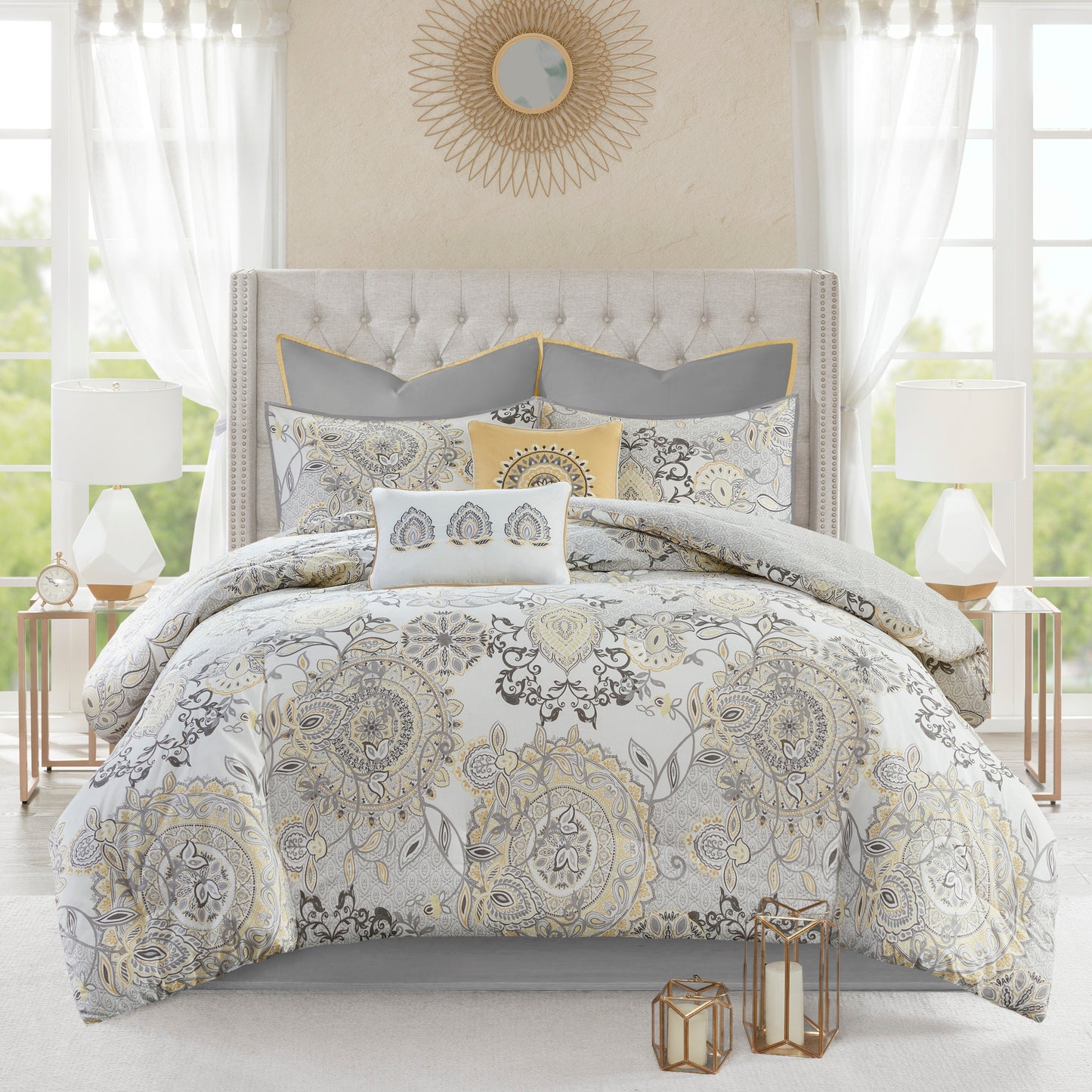 Madison Park 8 Piece Cotton Floral Printed Reversible Comforter Set